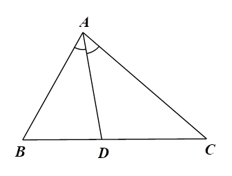 Cho tam giác ABC, AD là đường phân giác của góc BAC (D thuộc BC). Tỉ lệ thức nào sau đây đúng? (ảnh 1)