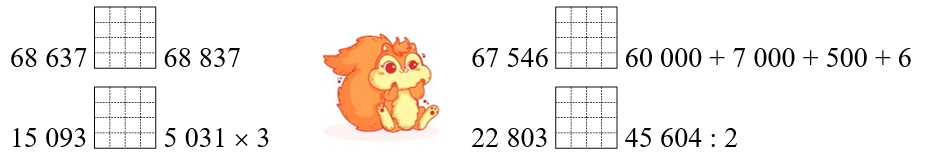 Điền dấu lớn bé bằng thích hợp vào ô trống. (ảnh 1)