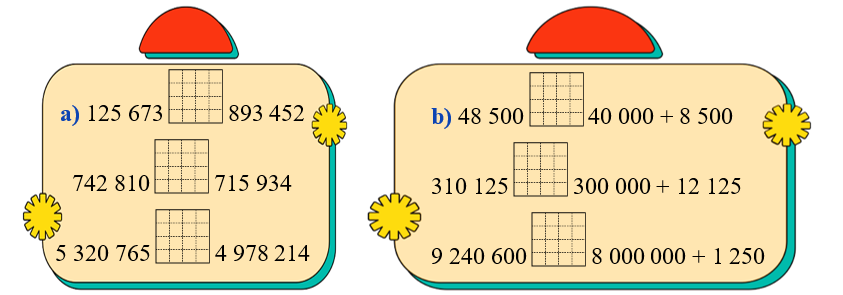 Điền dấu lớn , bé , bằng vào ô trống. (ảnh 1)