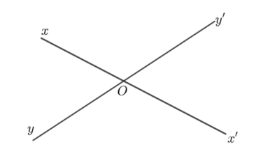 Hai đường thẳng \(xx'\) và \(yy'\) cắt nhau tại \(O\). Góc đối đỉnh với (ảnh 1)