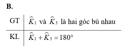 Cho định lí: “Hai góc đối đỉnh thì bằng nhau” và hình vẽ minh hoạ sau:  (ảnh 3)