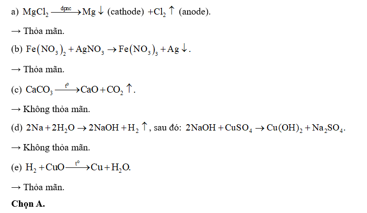 Sau khi các phản ứng kết thúc, số thí nghiệm thu được kim loại là (ảnh 1)