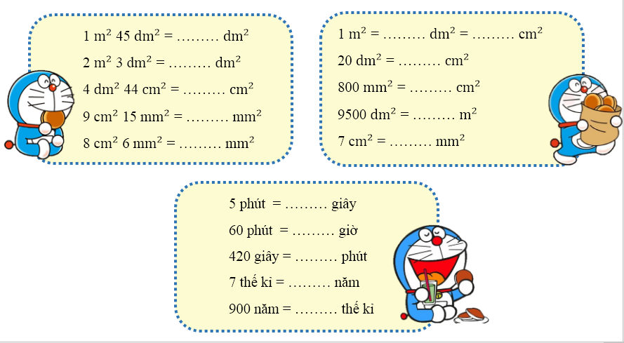 Hãy điền số thích hợp vào chỗ trống để giúp mèo máy trộn bột làm bánh rán: (ảnh 1)
