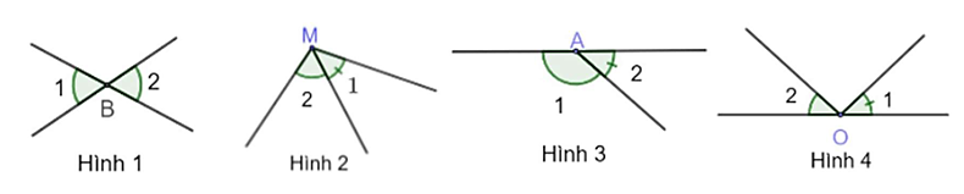 Trong các hình dưới đây, hình nào chứa hai góc đối đỉnh? (ảnh 1)