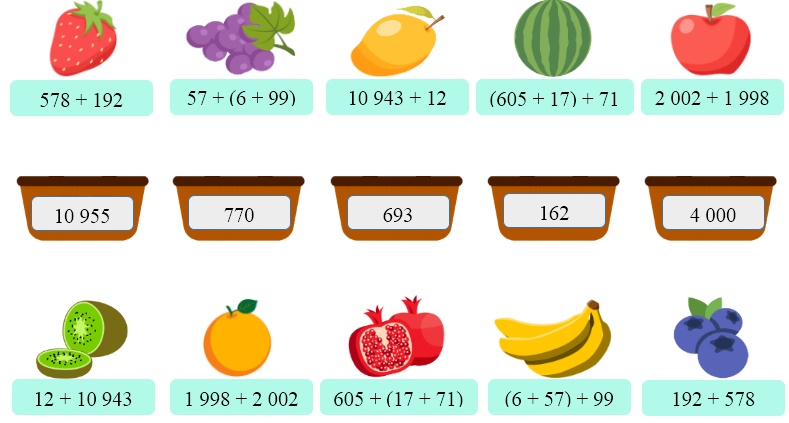 Hãy xếp các loại quả vào giỏ tương ứng: (ảnh 1)