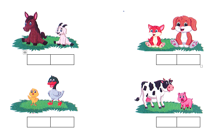 Đánh dấu () vào ô trống dưới con vật thấp hơn: (ảnh 1)