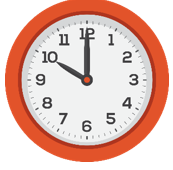 Bây giờ là 10 giờ đúng. Biết rằng sau ít nhất x phút nữa thì kim phút và kim giờ tạo thành hai tia vuông góc với nhau. Hỏi xgần nhất với giá trị nào trong các giá trị dưới đây? (ảnh 1)