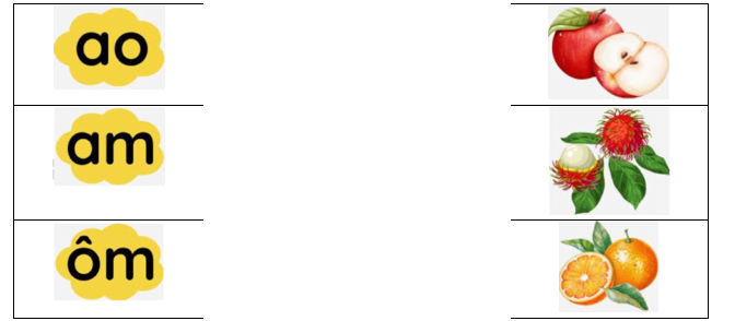 Hãy ghép vần với loại hoa quả trong hình chứa vần tương ứng. (ảnh 1)