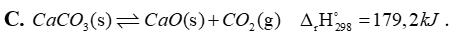 Phương tr&igrave;nh nhiệt h&oacute;a học phản ứng nhiệt ph&acirc;n đ&aacute; v&ocirc;i ở điều kiện chuẩn l&agrave; (ảnh 5)