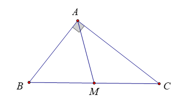Cho tam giác \(ABC\) vuông tại \(A\), \(AB = 3,AC = 4\). Gọi \(M\) là trung điểm \(BC\). (ảnh 1)