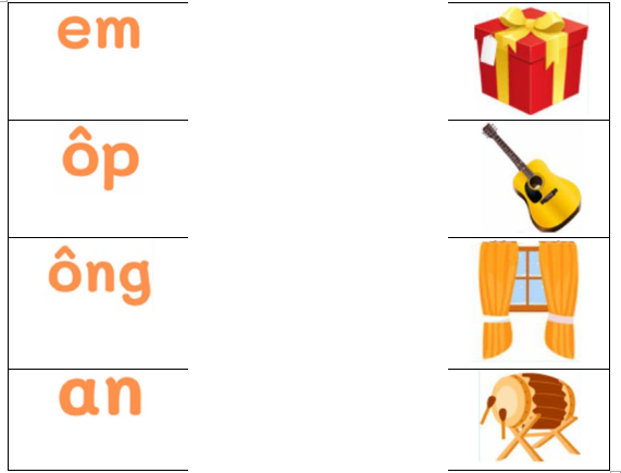 Hãy ghép vần với hình ảnh đồ vật có tên tương ứng. (ảnh 1)