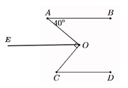 Cho hình vẽ, biết AC song song CD song song OE , góc A =40 độ ;  AO vuông với  OC. (ảnh 1)
