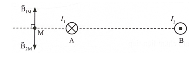 Cho hai dây dẫn thẳng dài vô hạn đặt song song cách nhau một đoạn bằng 32 cm, dòng điện chạy qua các dây dẫn có cường độ lần lượt là I1 = 0,1 A và I2 (ảnh 1)