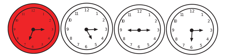 Tô màu vào đồng hồ có góc tạo bởi kim giờ và kim phút là góc tù.     (ảnh 2)