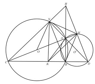 Cho hai đường tròn ( O; R ) và ( O'; R') cắt nhau tại hai điêm r (ảnh 1)