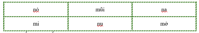 Tô màu vàng cho chữ có chứa “n”, tô màu xanh cho chữ có chứa “m”: (ảnh 1)