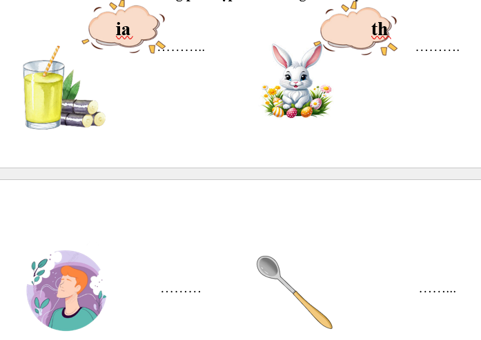 Nhìn hình vẽ, viết tiếng phù hợp vào ô trống dưới đây: (ảnh 1)