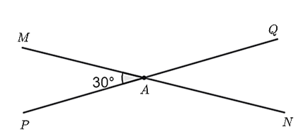 Hai đường thẳng \(MN\) và \(PQ\) cắt nhau tại \(A\) tạo thành (ảnh 1)