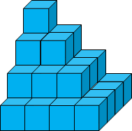 Số khối lập phương nhỏ dùng để xếp thành hình bên là:   (ảnh 1)