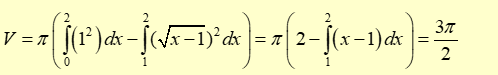Thể tích vật thể khi quay phần hình phẳng giới hạn bởi đồ thị hàm số y = {x^2} + 1 và các đường thẳng y = 0,x = 0,x = 1 quanh trục Oy là: (ảnh 2)