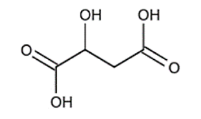 Malic acid là một loại acid tự nhiên, thường được tìm thấy trong các loại trái cây, đặc biệt là quả táo và các loại rau. Công thức cấu tạo của malic acid được cho như sau: (ảnh 1)