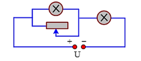 Biết ban đầu biến trở Rb ở vị trí sao cho 2 đèn sáng bình thường. Tìm điện trở của biến trở lúc này? (ảnh 1)