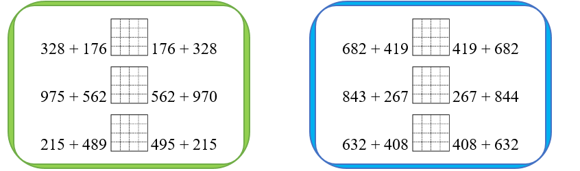 Điền dấu lớn bé bằng vào ô trống. (ảnh 1)