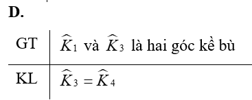 Cho định lí: “Hai góc đối đỉnh thì bằng nhau” và hình vẽ minh hoạ sau:  (ảnh 5)
