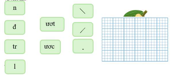 Em hãy ghép các chữ, các vần và các dấu thanh sau thành từ có nghĩa và viết lại: (ảnh 1)