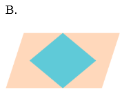 Bạn Hoàng vẽ một hình thoi nằm trong một hình bình hành. Đâu là sản phẩm của Hoàng? (ảnh 2)