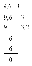 Đặt tính rồi tính: 9,6 : 3 (ảnh 2)