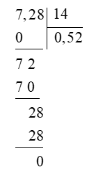 Đặt tính rồi tính: 7.28 : 14 (ảnh 2)