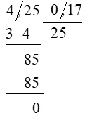 Tính (theo mẫu): 4,25 : 0,17 (ảnh 1)