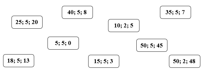 Tô màu vào nhóm ba số có thể lập thành phép chia đúng: (ảnh 1)