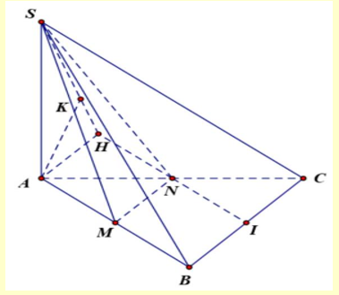 Cho hình chóp S.ABC có đáy ABClà tam giác vuông cân tại  (ảnh 1)