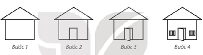 Cho các bước để vẽ ngôi nhà như sau: (ảnh 1)