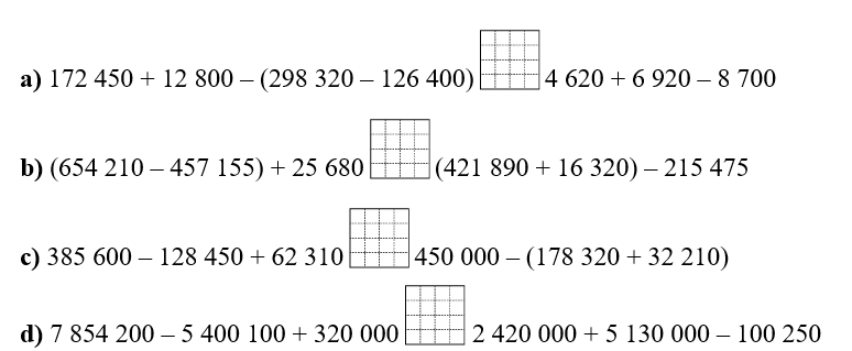 Điền dấu >, <, = vào ô trống. (ảnh 1)