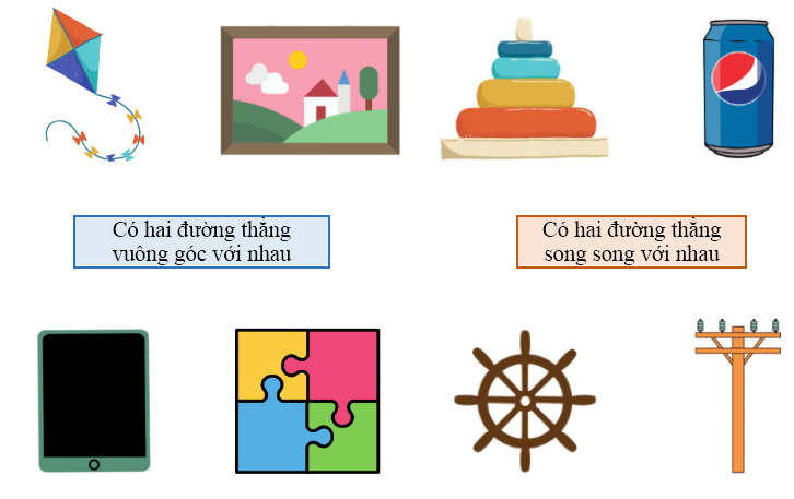 Đồ vật nào sử dụng hai đường thẳng vuông góc hoặc hai đường thẳng song song với nhau? (ảnh 1)
