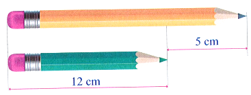 Độ dài của chiếc bút chì màu vàng là: (ảnh 1)