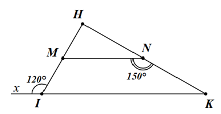 Cho hình sau, biết \(MN song song IK.\) (ảnh 1)