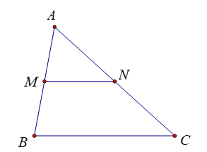 Cho tam giác \(ABC\). Gọi \(M,N\) lần lượt là trung điểm của \(AB\) và \(AC\). Cặp vectơ nào sau đây là hai vectơ cùng (ảnh 1)