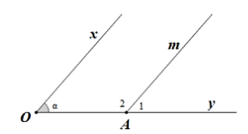 Cho hình vẽ bên biết góc {xOy} = 60độ ;góc A2 = 120 độ (ảnh 1)