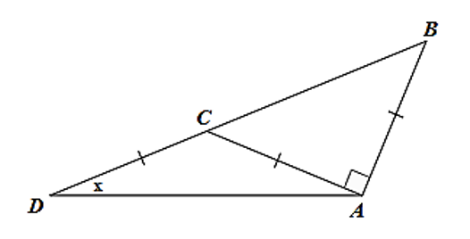 Cho hình vẽ sau:   Hỏi số đo góc \(x\) trong hình bằng bao nhiêu độ (ảnh 1)