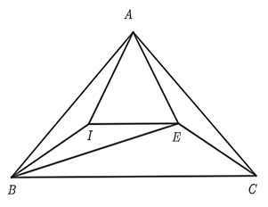 Cho \(\Delta ABC,\)  góc B =  góc C = 45 độ. Điểm \(E\) nằm trong tam giác sao cho góc {EAC}  (ảnh 1)