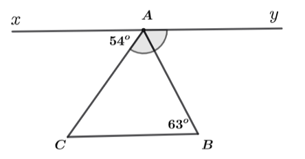 Cho hình vẽ, biết xAC = 54 độ  (ảnh 1)