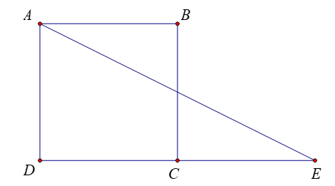 Cho hình vuông \(ABCD\) cạnh bằng 3. Gọi \(E\) là điểm đối xứng của (ảnh 1)