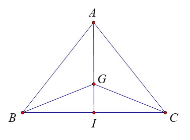 Cho \(\Delta ABC\) có \(G\) là trọng tâm, \(I\) là trung điểm \(BC\). Chọn đẳng thức đúng. (ảnh 1)