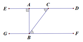 Cho hình dưới đây, biết rằng AB vuông góc ED và góc ACB và góc CB F . (ảnh 1)