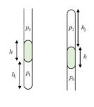 Ống thủy tinh đặt thẳng đứng đầu hở ở trên, đầu kín ở dưới. Một cột không khí cao 20 cm bị giam trong (ảnh 1)