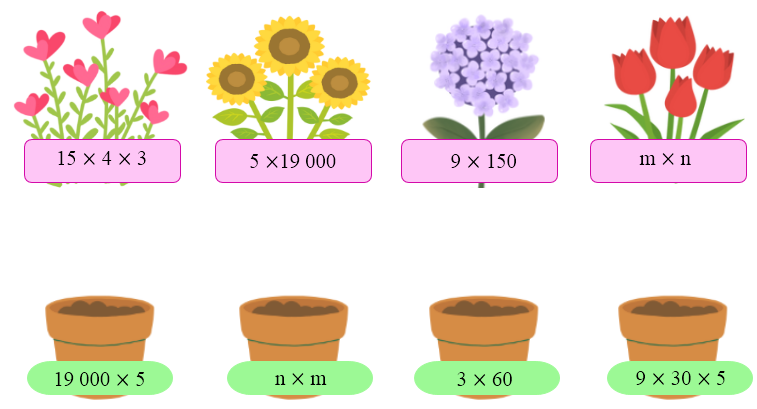 Không thực hiện phép tính, hãy nối hai biểu thức có giá trị bằng nhau. (ảnh 1)